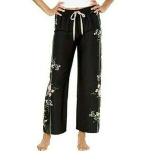 INC International Concept Womens Sleep Lounge Pants Black Floral Stripe 1X NEW